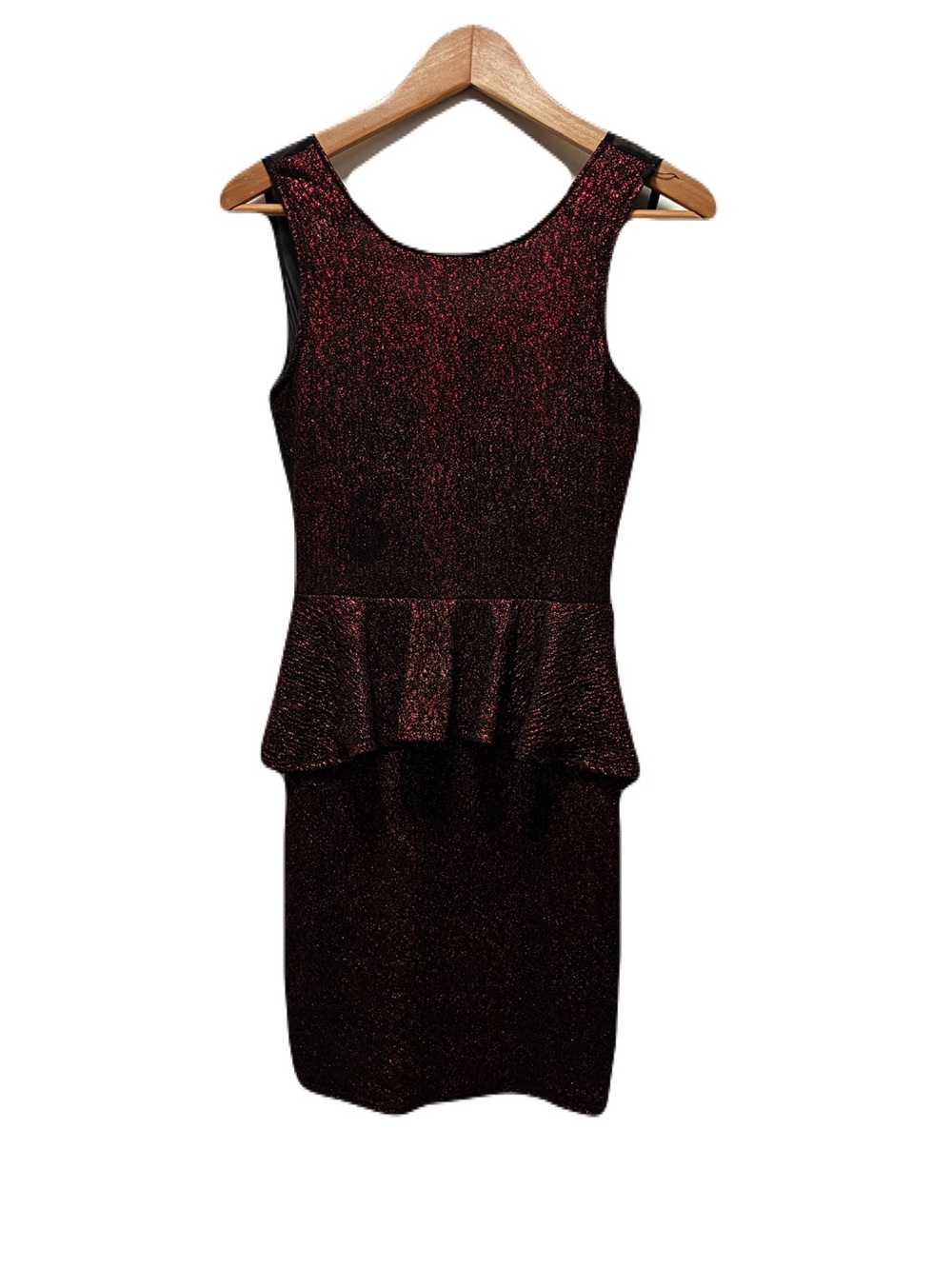 Sparkly Red Mini Dress W/ Bow Accent